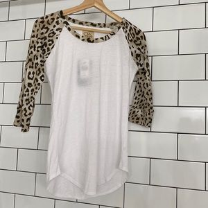 White tee with animal print